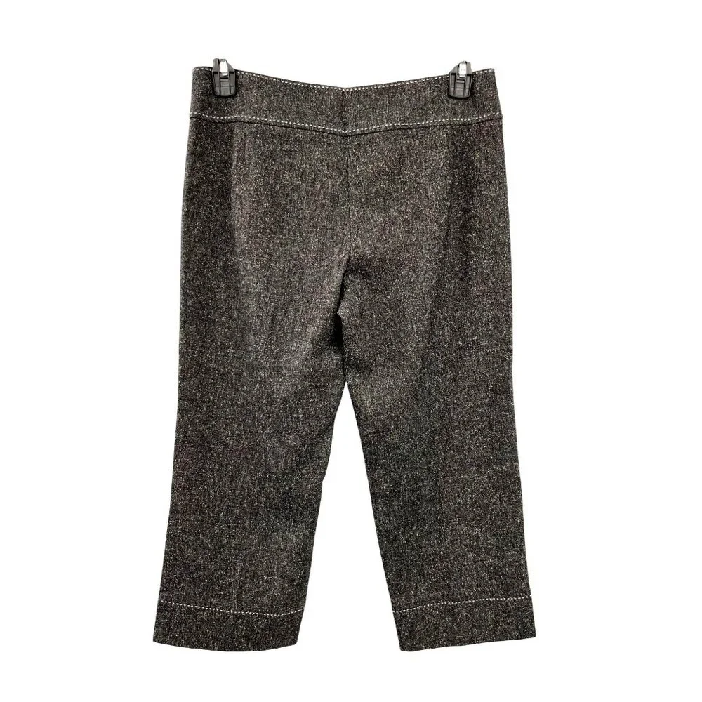 White House Black Market Womens 8 Used Black Gray Tweed Capri Pants - Picture 2 of 14